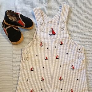 Textured Overall with Sailboats